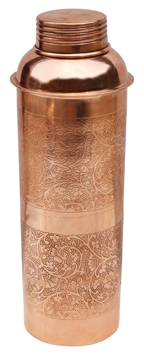Wholesale Water Bottles – Copper Water Bottle – Engraved Floral & Leafy Motifs